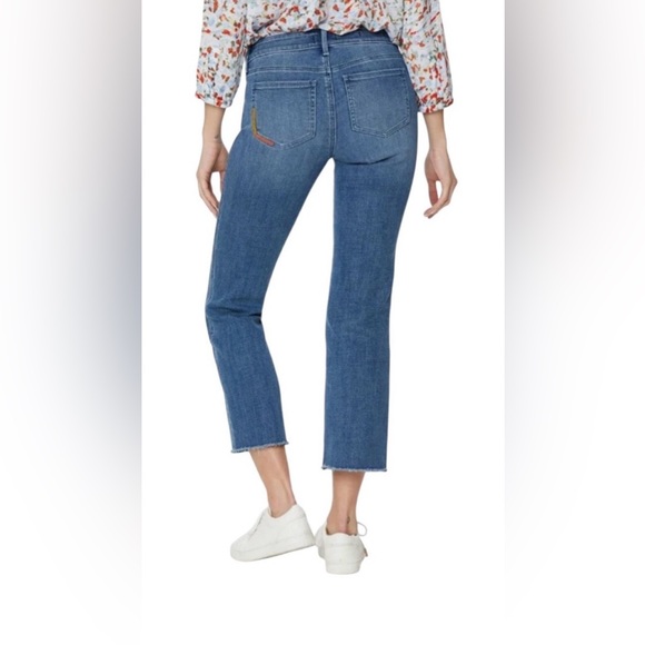 NWT NYDJ Woman’s Marilyn Straight Raw Hem Multi Color Pocket  Cropped Jean - Picture 2 of 16